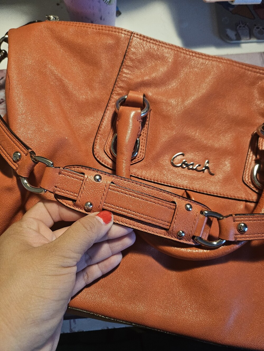 Coach Y2K Ashley Leather Satchel in a coral - Picture 5 of 11